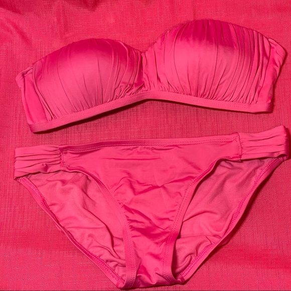 XHILARATION PINK BANDEAU BIKINI SIZE S - Picture 2 of 10